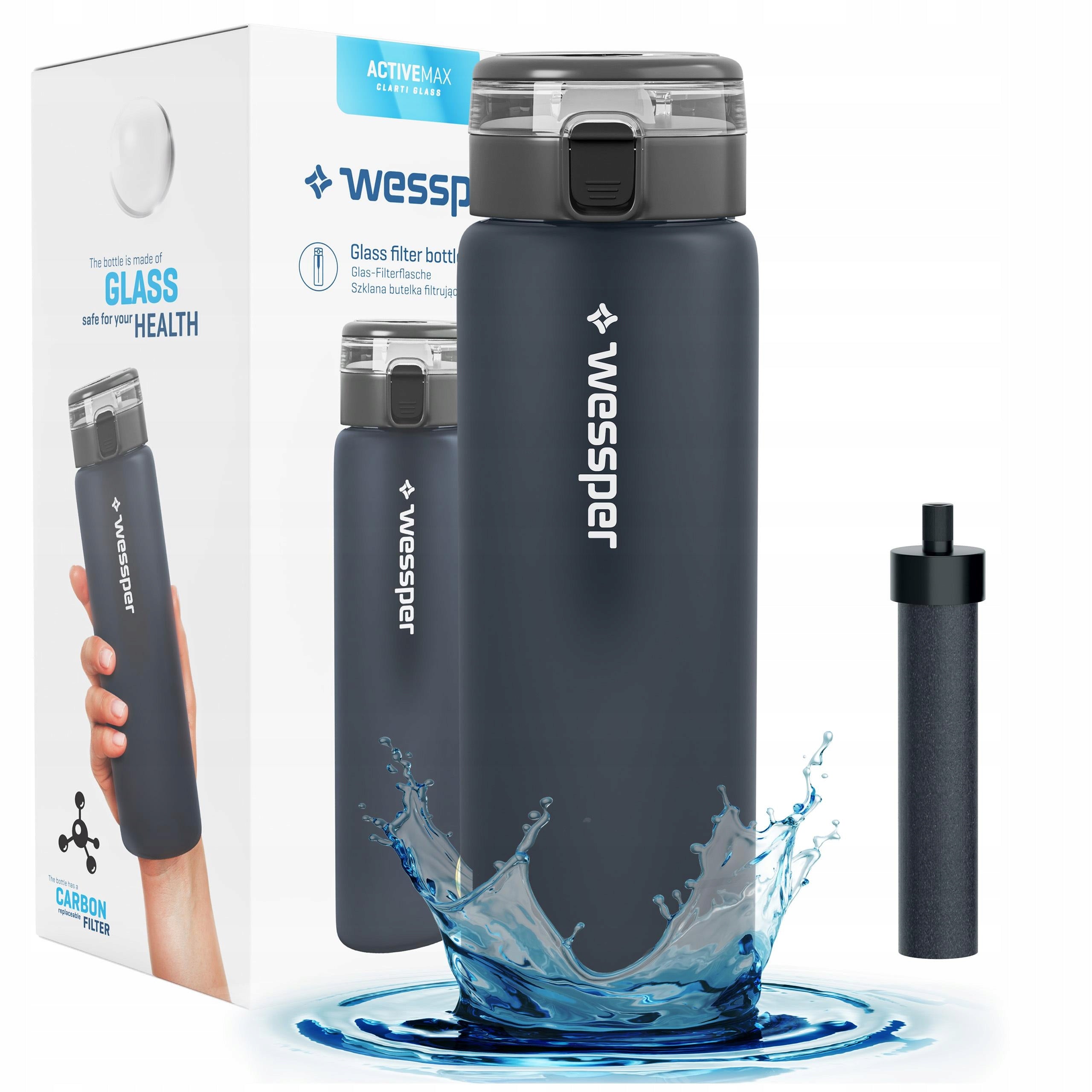 Filter bottle Wessper ActiveMax Clarti 0,68l graphite + 1x Filter