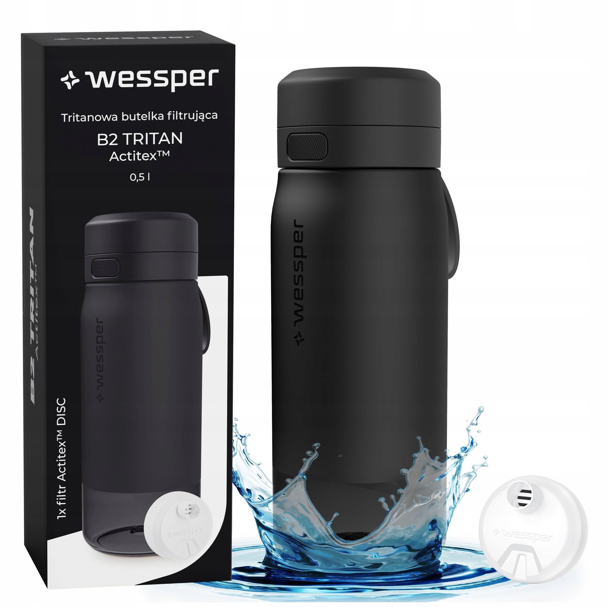 Filter bottle Wessper B2 0,5L TRITAN water bottle with mouthpiece + filter