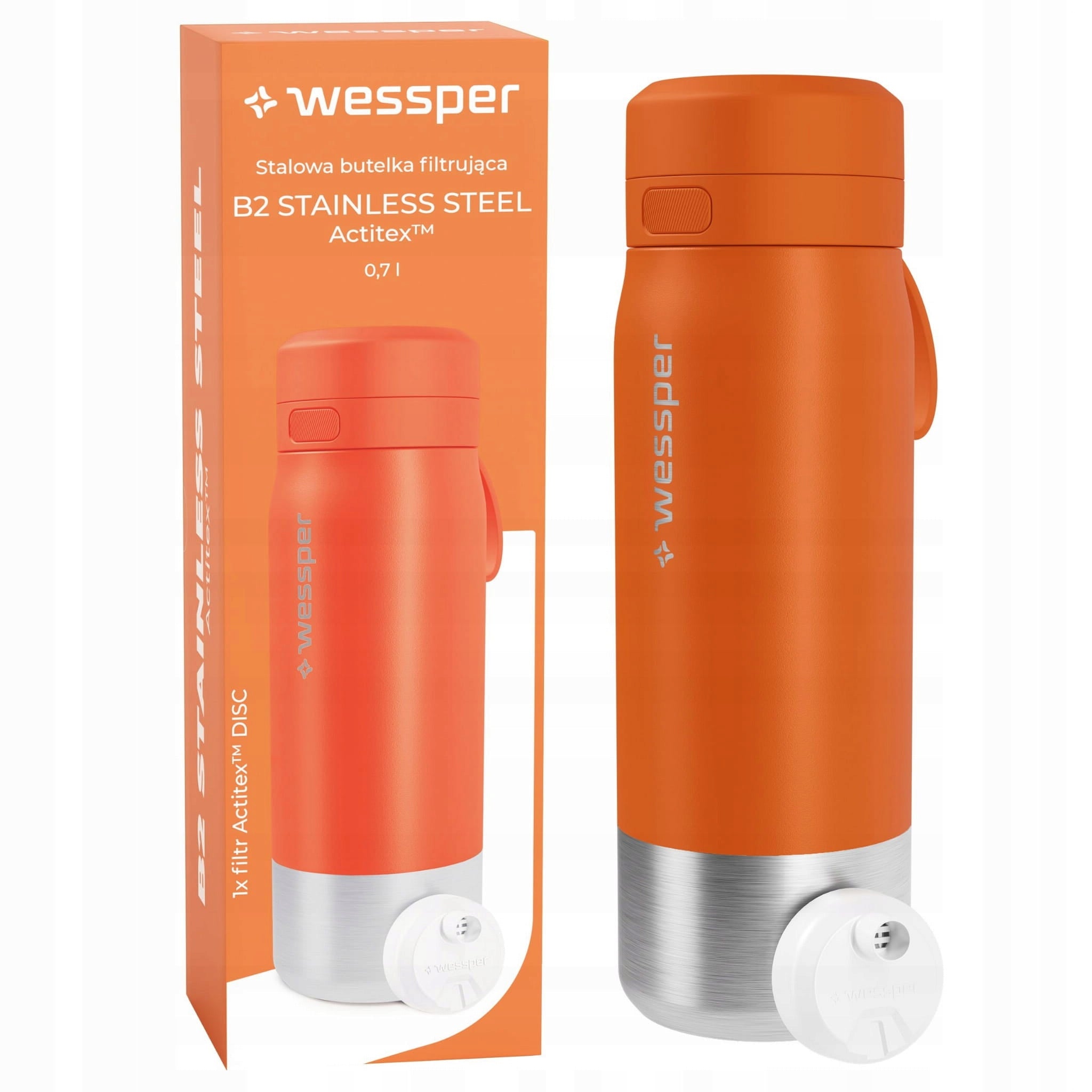 Filter bottle steel water bottle with filter WESSPER B2 ACTITEX 700ml