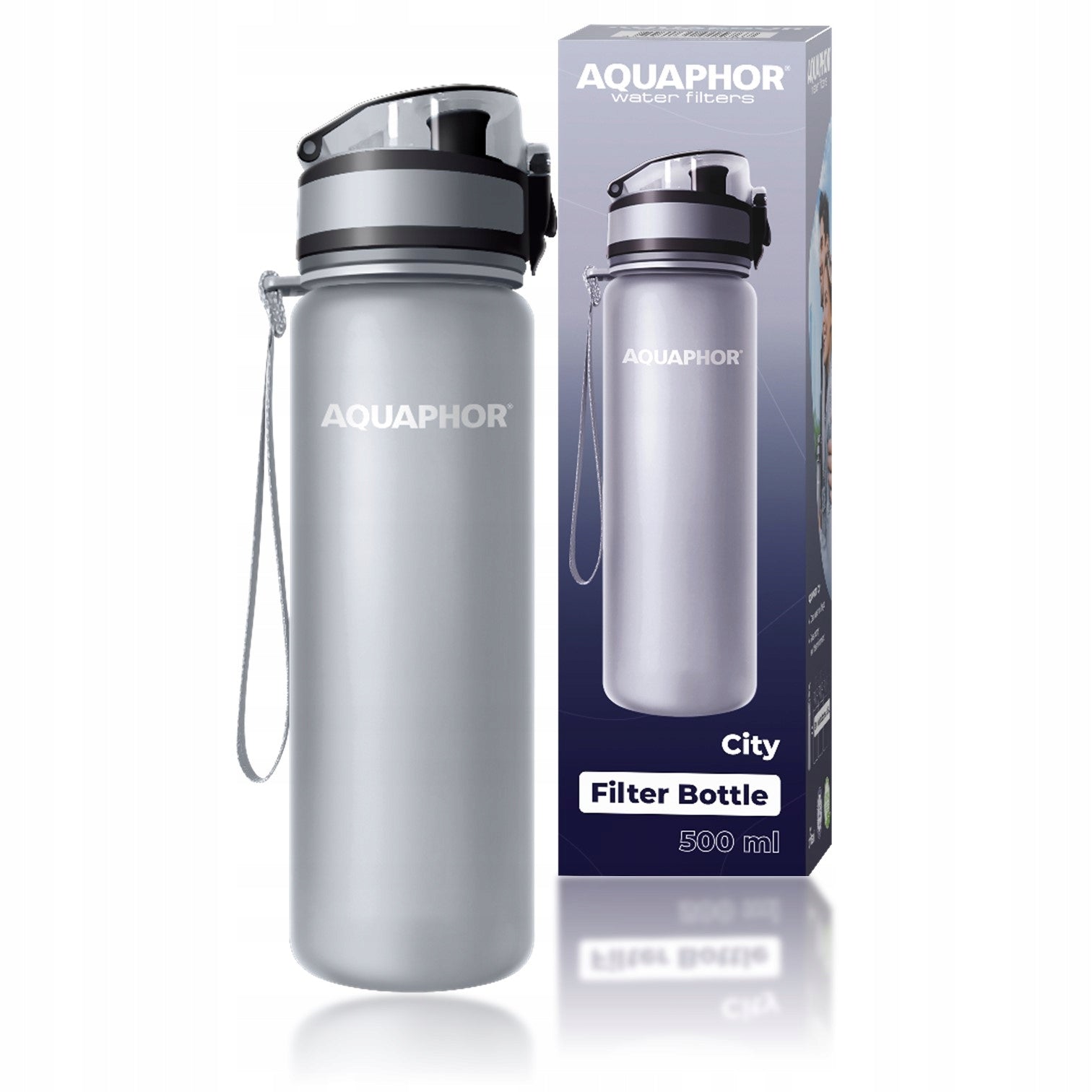 Filter bottle with filter cartridge AQUAPHOR CITY 0.5 Grey Tight Manufacturer code 015767