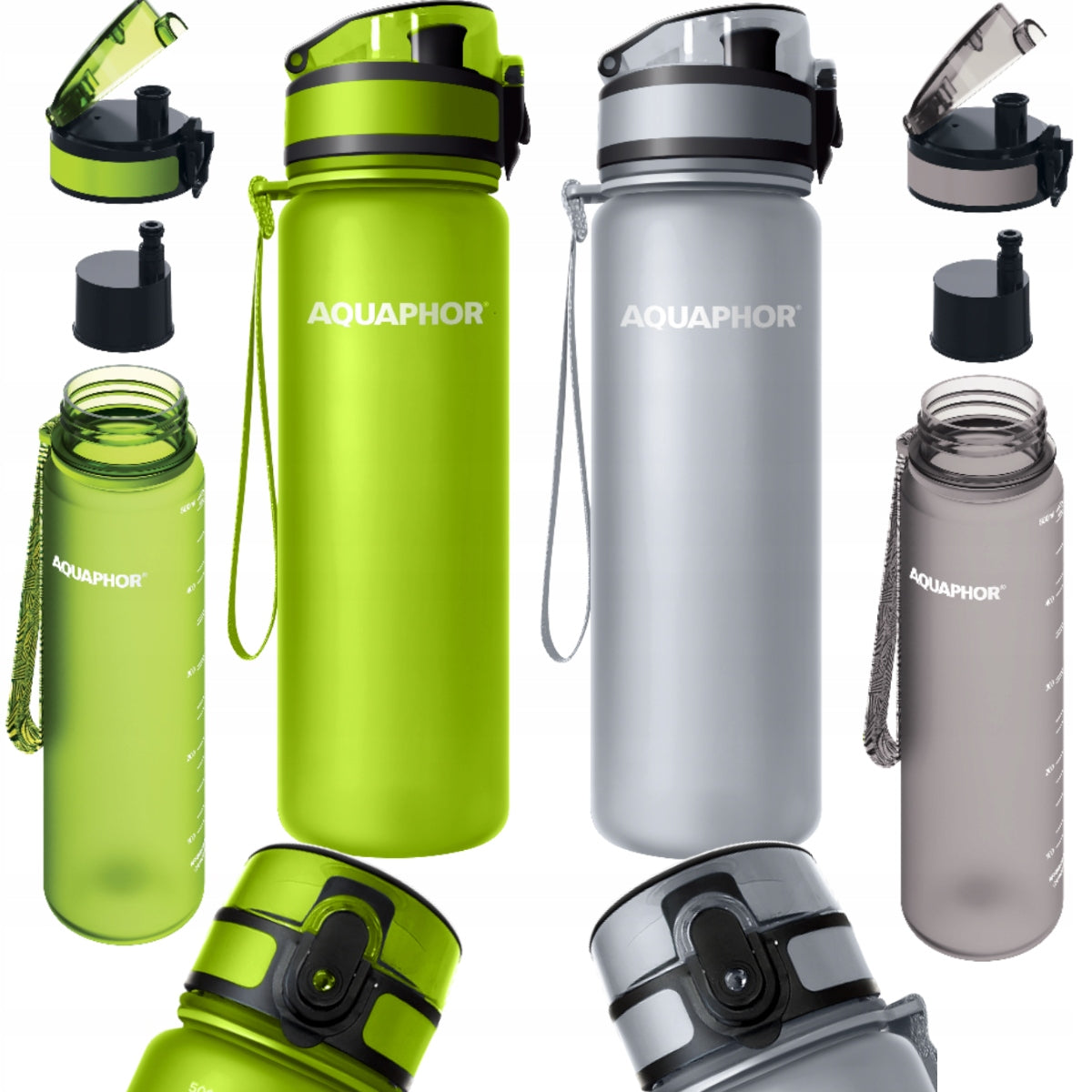 Filter bottles AQUAPHOR CITY 0,5 L grey and green