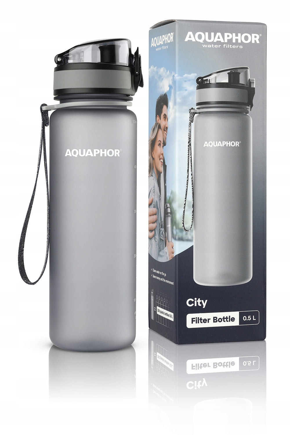 Filter cartridge bottle Aquaphor City 350ml Green and 500ml Grey Manufacturer code 5903829403739