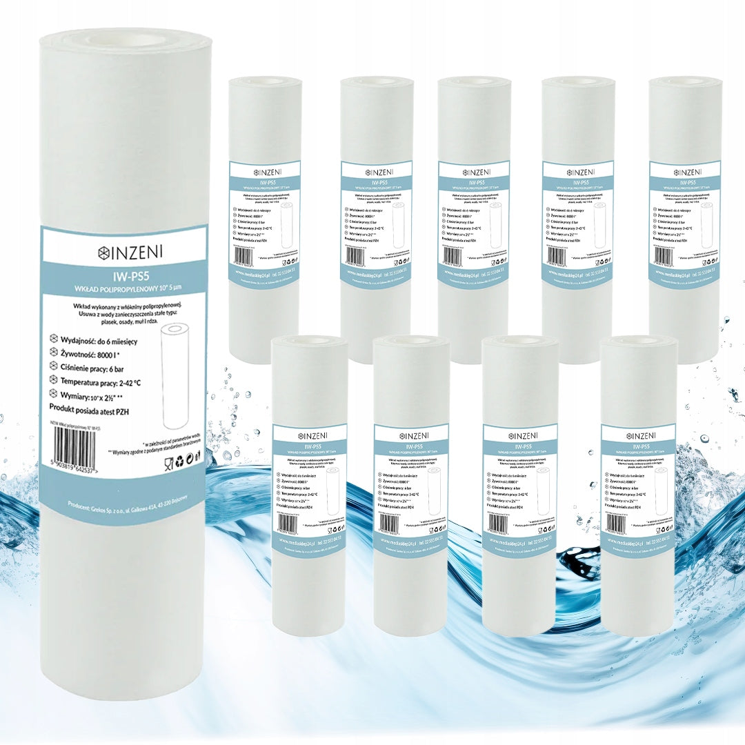 Filter foam cartridge 10 pcs INZENI IW-PS5 polypropylene 5 microns