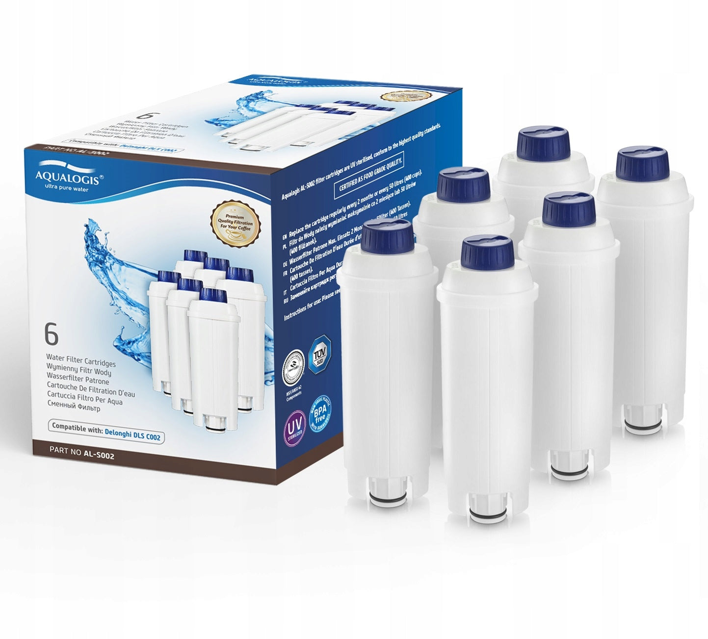 Filter for Delonghi Eletta Dinamica - AL-S002 6pcs Packaging status original