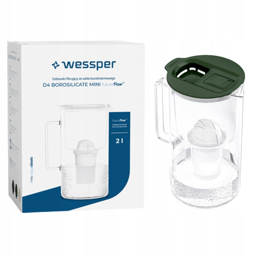 Filter jug 2l WESSPER D4 BOROSILICATE MINI futureflow + filter