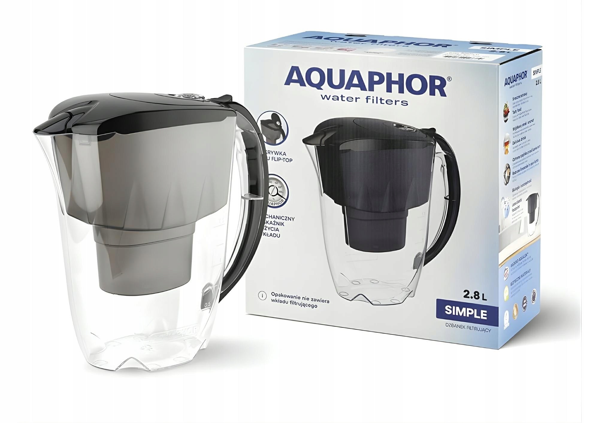 Filter jug AQUAPHOR Simple 2.8l black WITHOUT CARTRIDGE