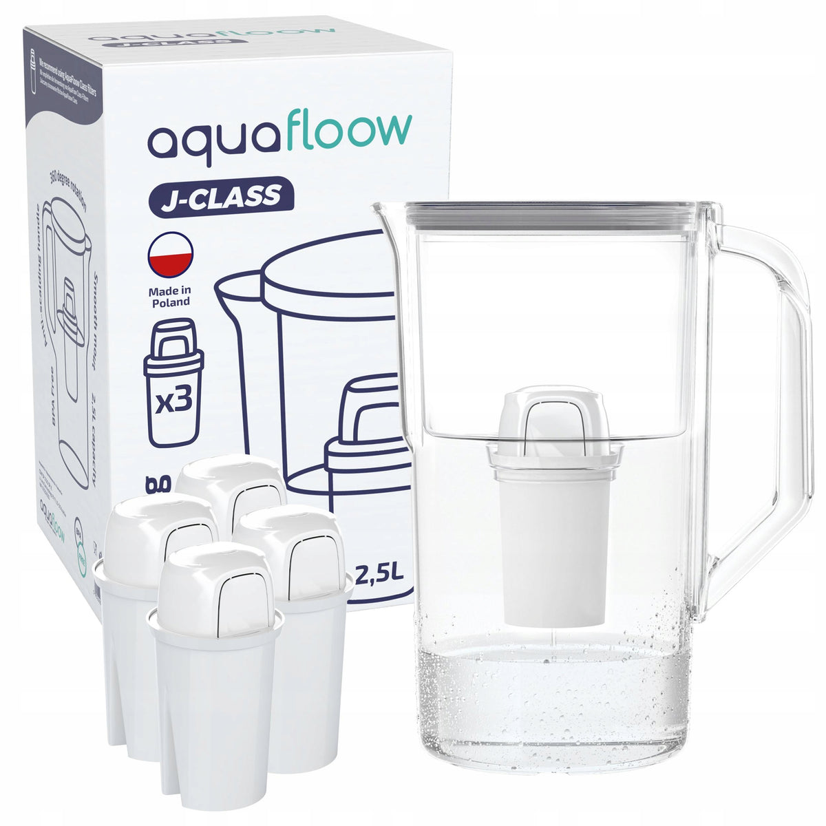 Filter jug AquaFloow J-CLASS 2,5l grey + 5x cartridge water filter