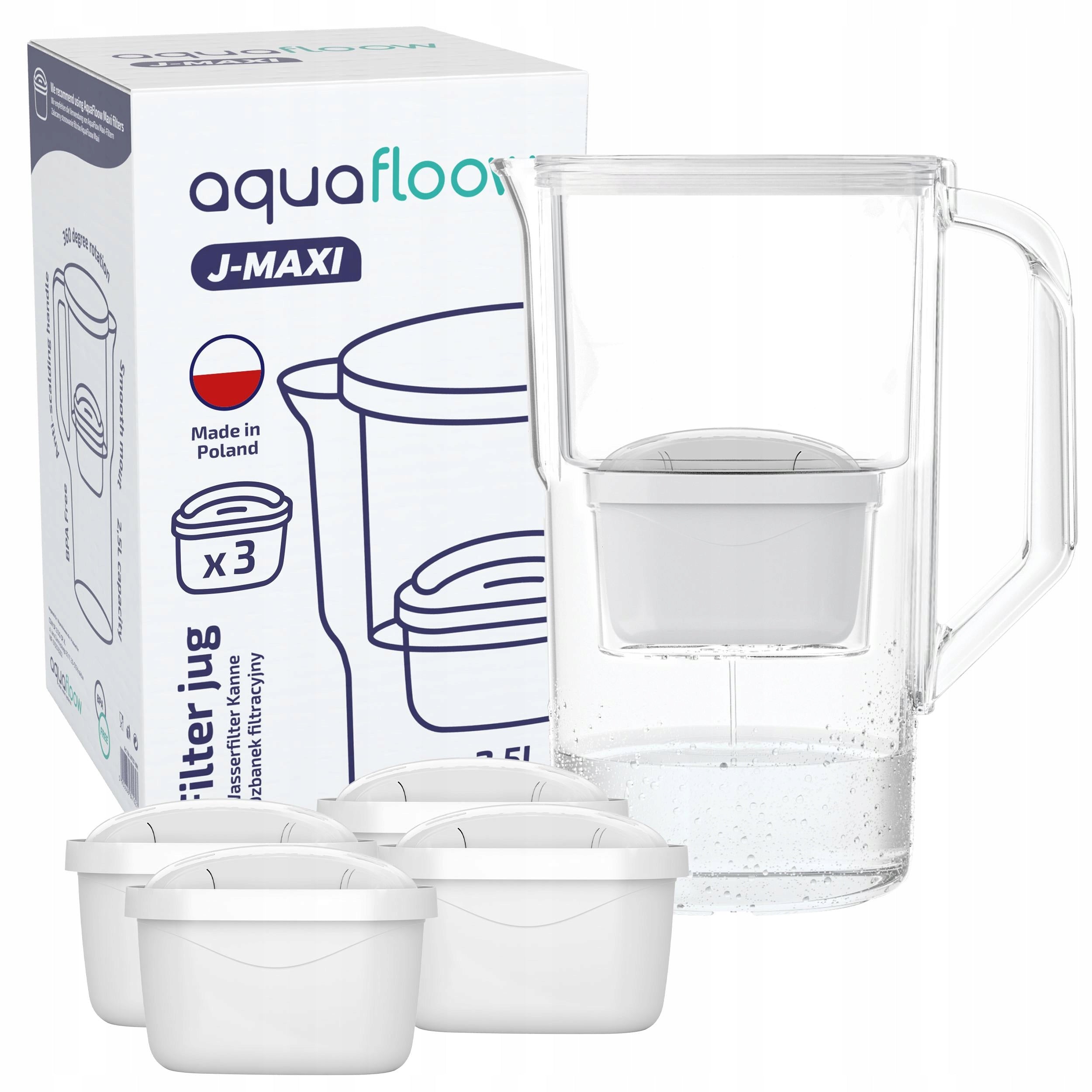 Filter jug AquaFloow J-MAXI 2,5l white + 5x cartridge water filter
