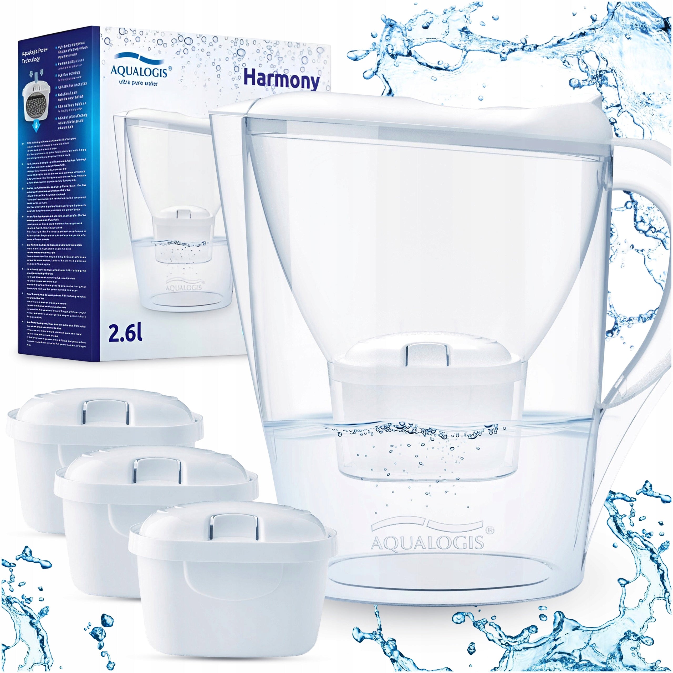 Filter jug Aqualogis Harmony 2,6 l + 3 Pure+ cartridges