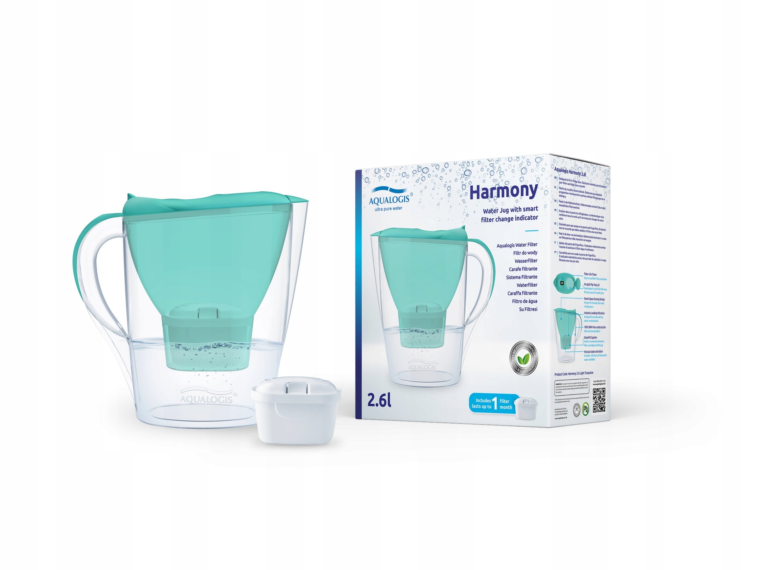 Filter jug Aqualogis Harmony 2,6 l green