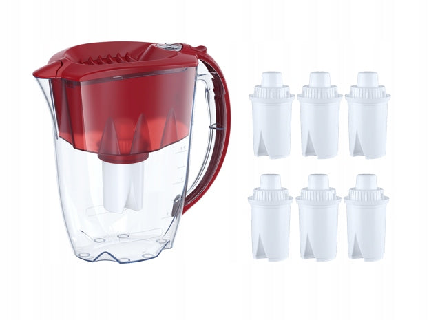 Filter jug Aquaphor 2,8l with counter + 6 x Standard B15, red