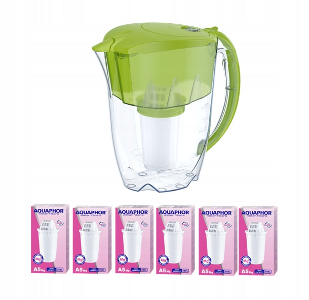 Filter jug Aquaphor Arctic 2,8 l with 6 cartridges A5 Mg - lime