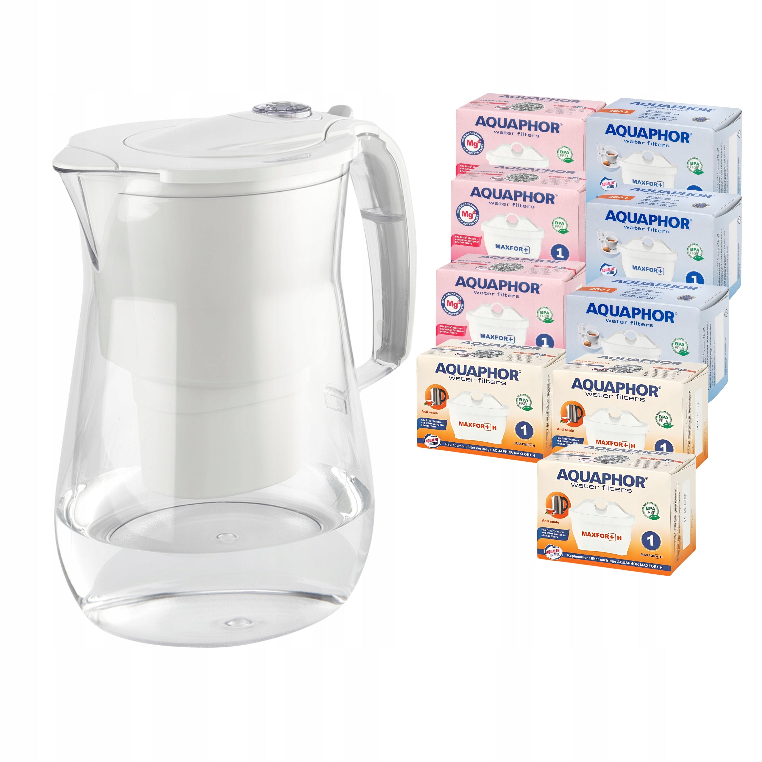 Filter jug Aquaphor Onyx 4,2 l + 9 cartridges (3Mg+3H+3), white SET