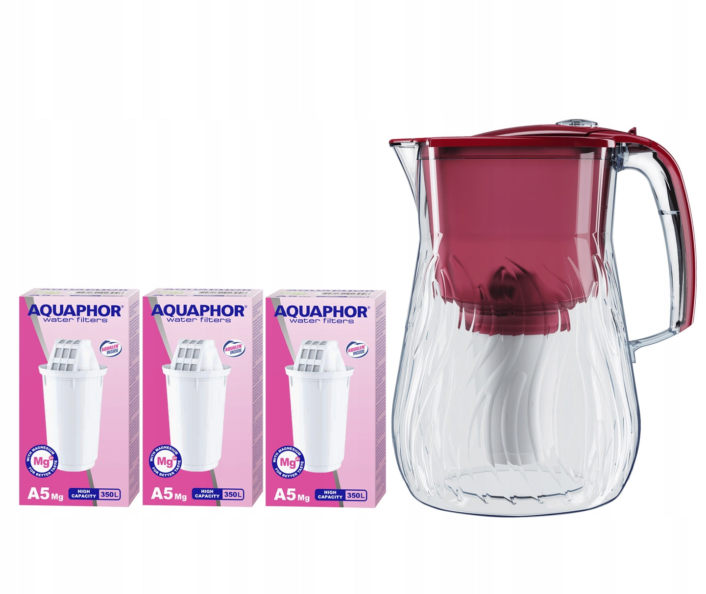 Filter jug Aquaphor Orleans 4.2l cherry with 3 inserts A5 Mg
