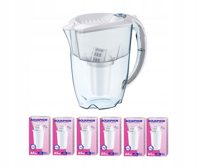 Filter jug Aquaphor Prestige 2.8 l with 6 cartridges A5 Mg, white
