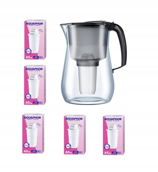 Filter jug Aquaphor Provence 4.2 l with 5 cartridges A5 Mg, black