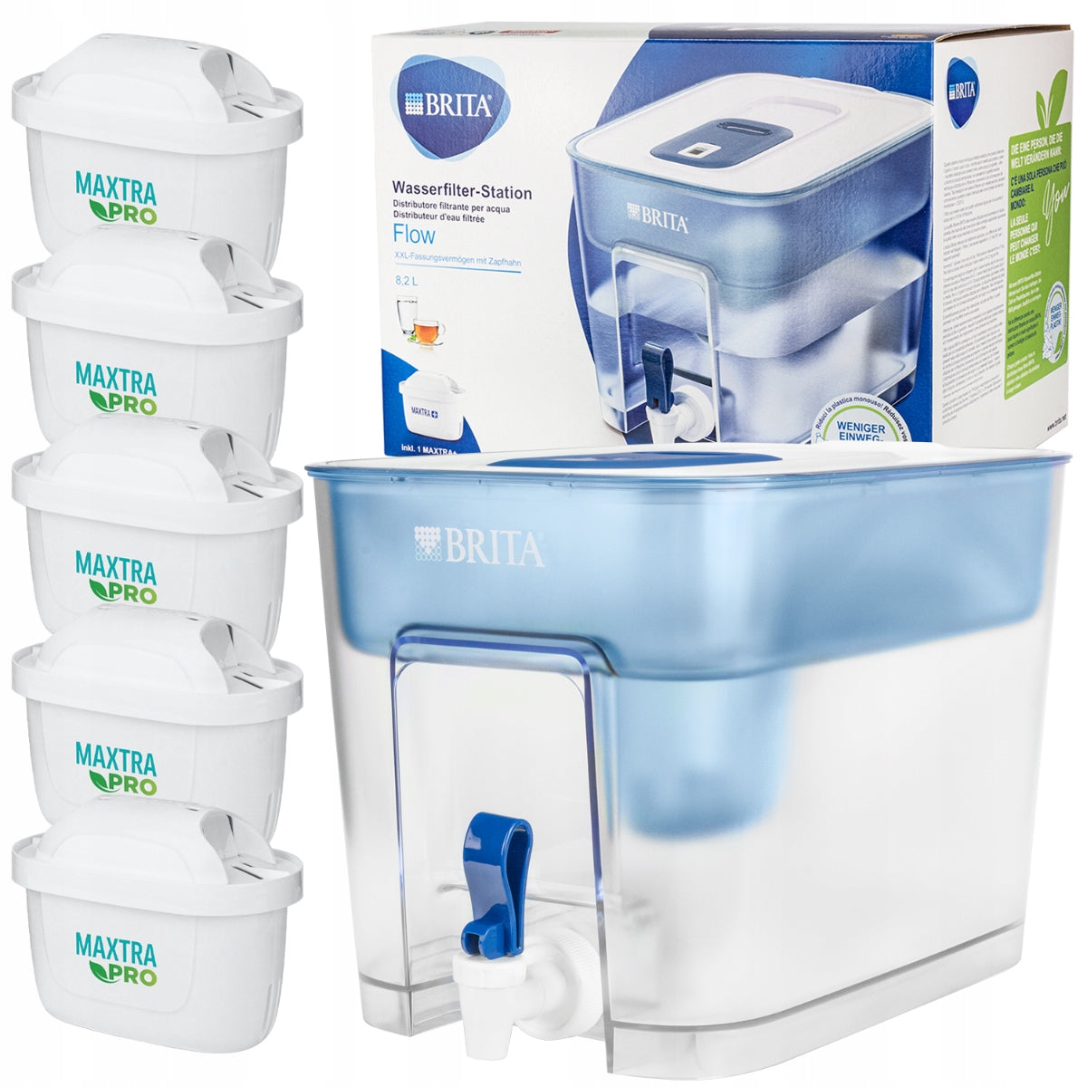 Filter jug Brita Flow 8,2 l blue + 5 Maxtra PRO cartridges