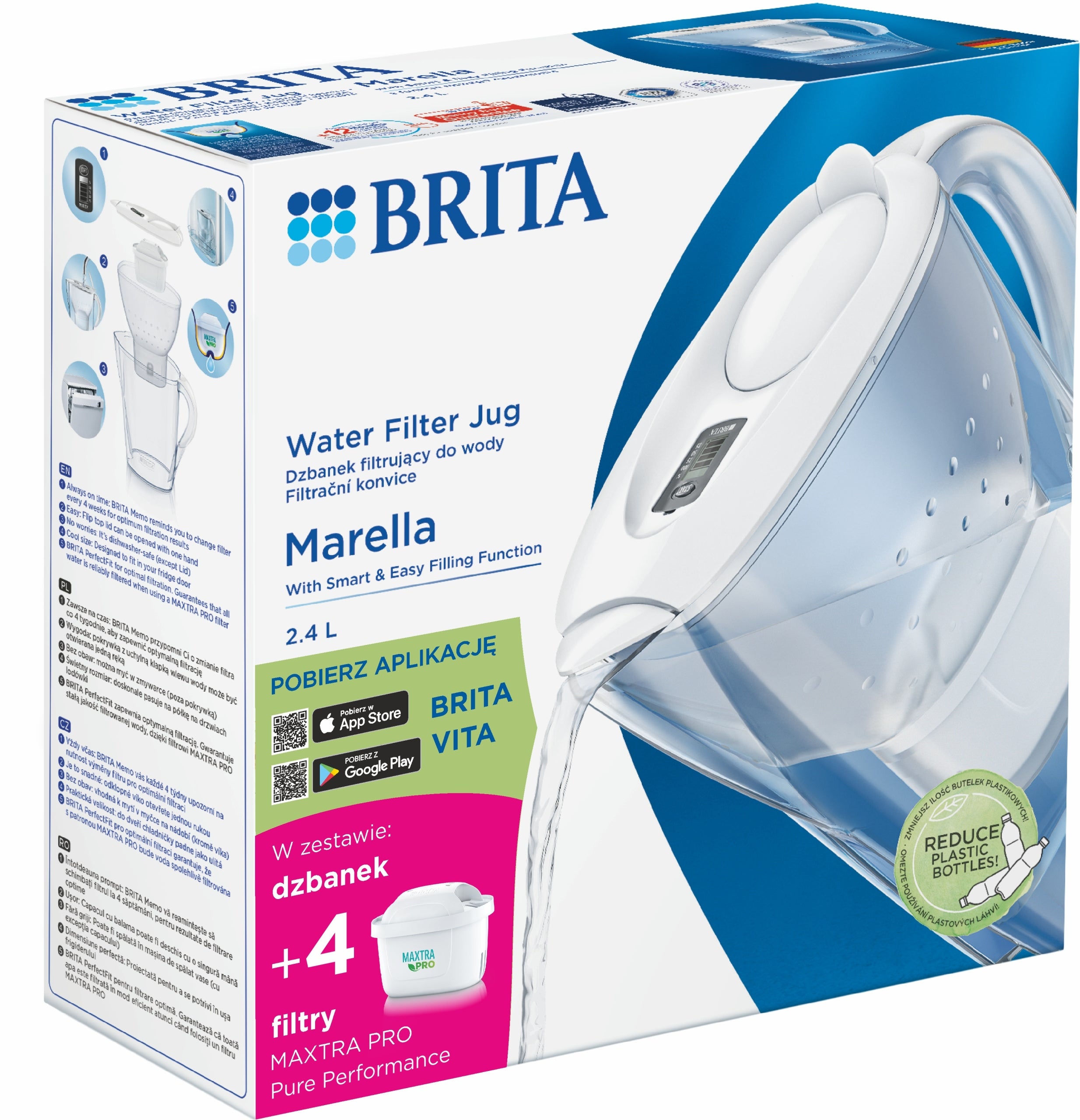 Filter jug Brita Marella 2,4l white + 4 filter cartridges Manufacturer code 4006387138974