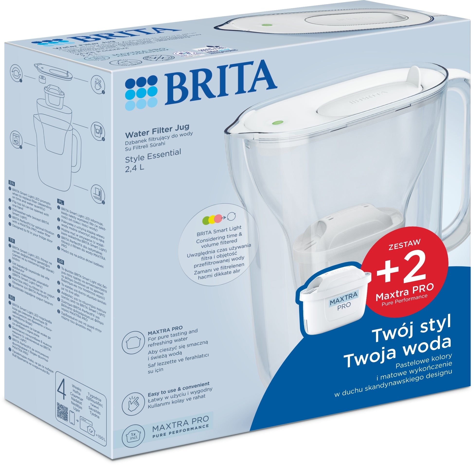 Filter jug Brita Style Essential 2,4l white + 2 refills Type filtering jug