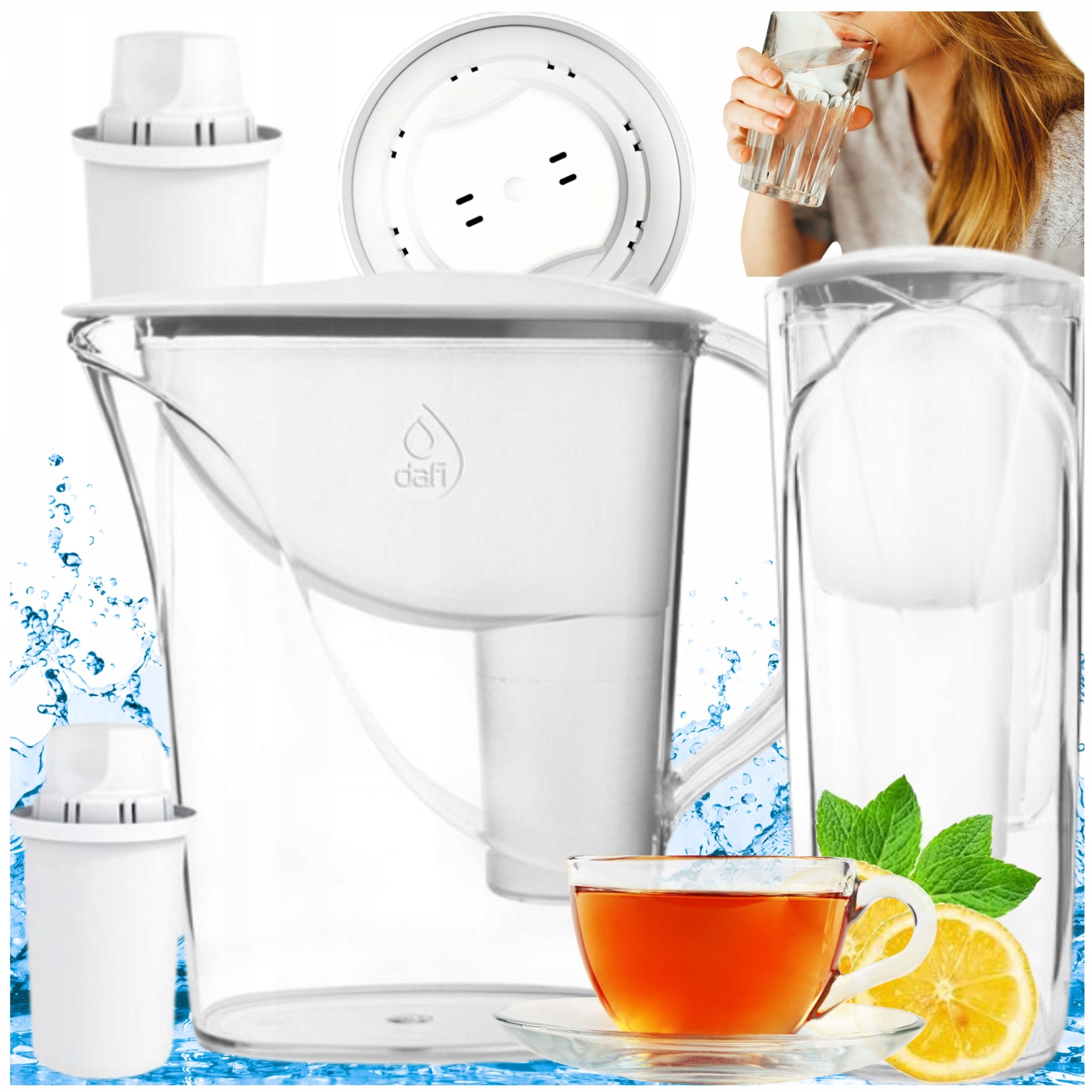 Filter jug Dafi + 2x filter cartridge for water Classic Atria 2,4 l white