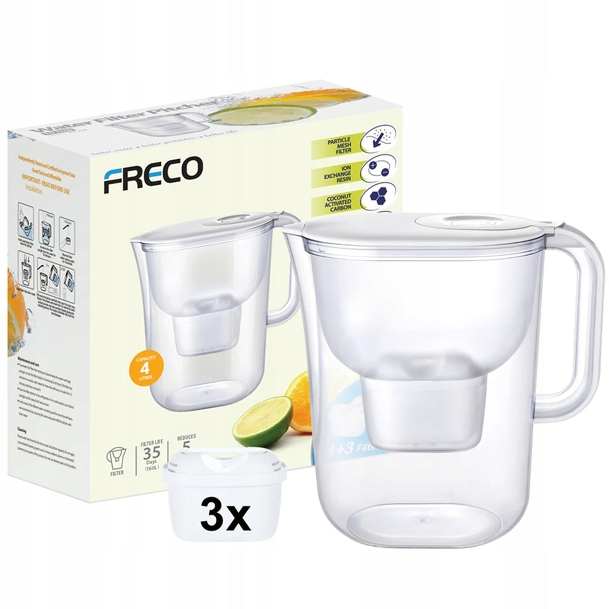 Filter jug Freco by Bluetech 4 l | LCD Timer | 3 Filters included