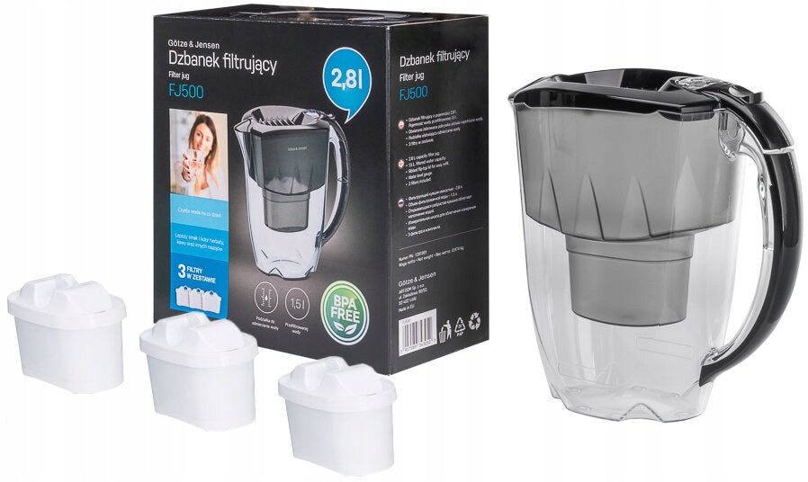 Filter jug GÖTZE & JENSEN FJ500 Black + 3 FF100-300 cartridges Brand Götze & Jensen