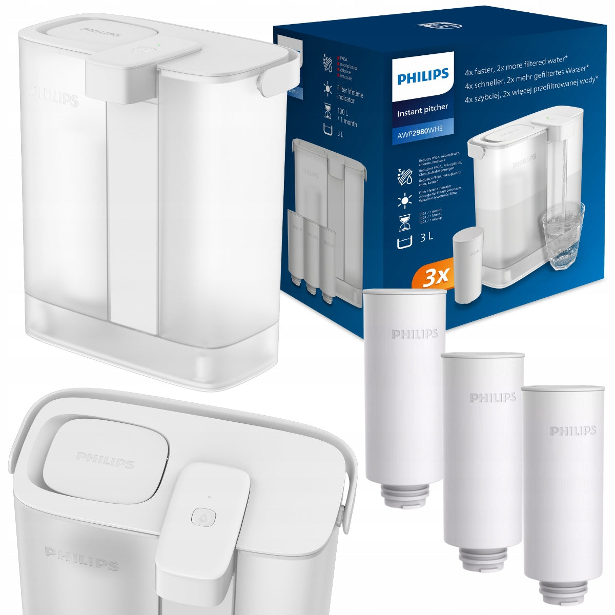 Filter jug Philips 3 l white + 3 cartridges included