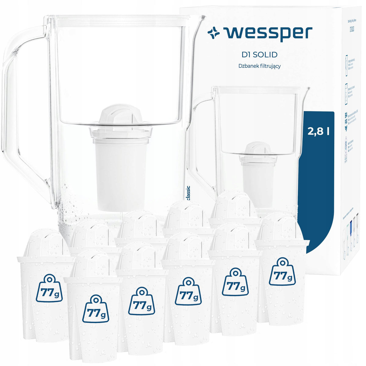 Filter jug Wessper D1 SOLID 2,8l + 11x aquaclassic filter