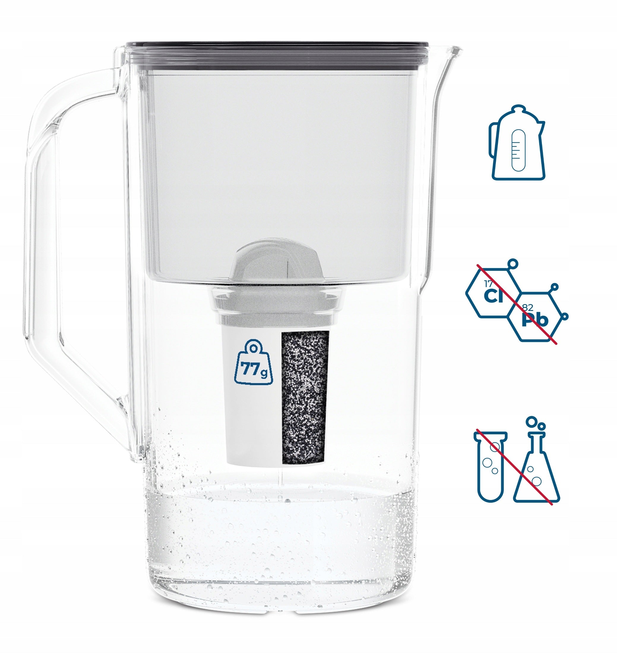 Filter jug Wessper D1 SOLID 2,8l + 1x aquaclassic filter water filter Product height 25 cm