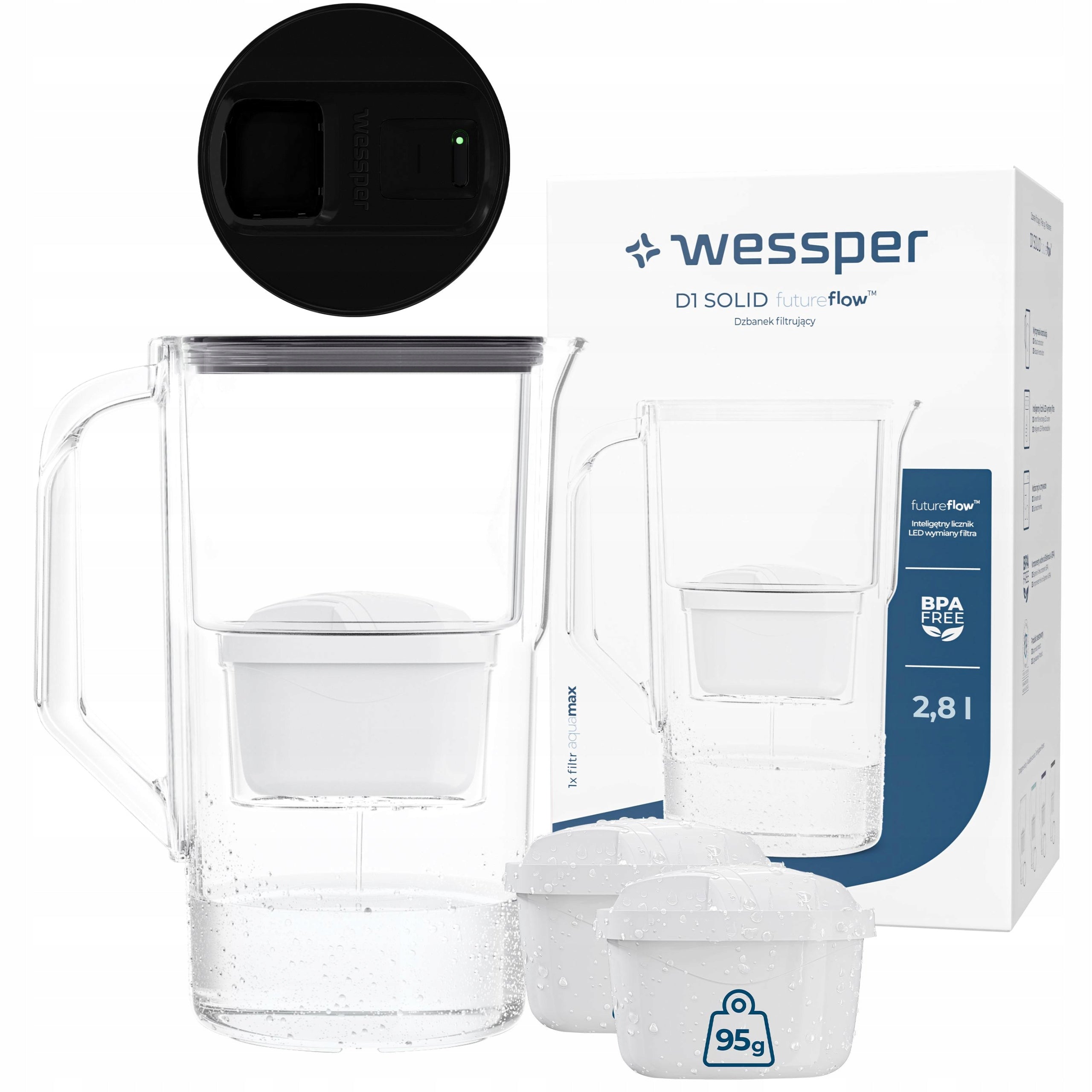 Filter jug Wessper D1 SOLID 2,8l futureflow LED + 3x water filter