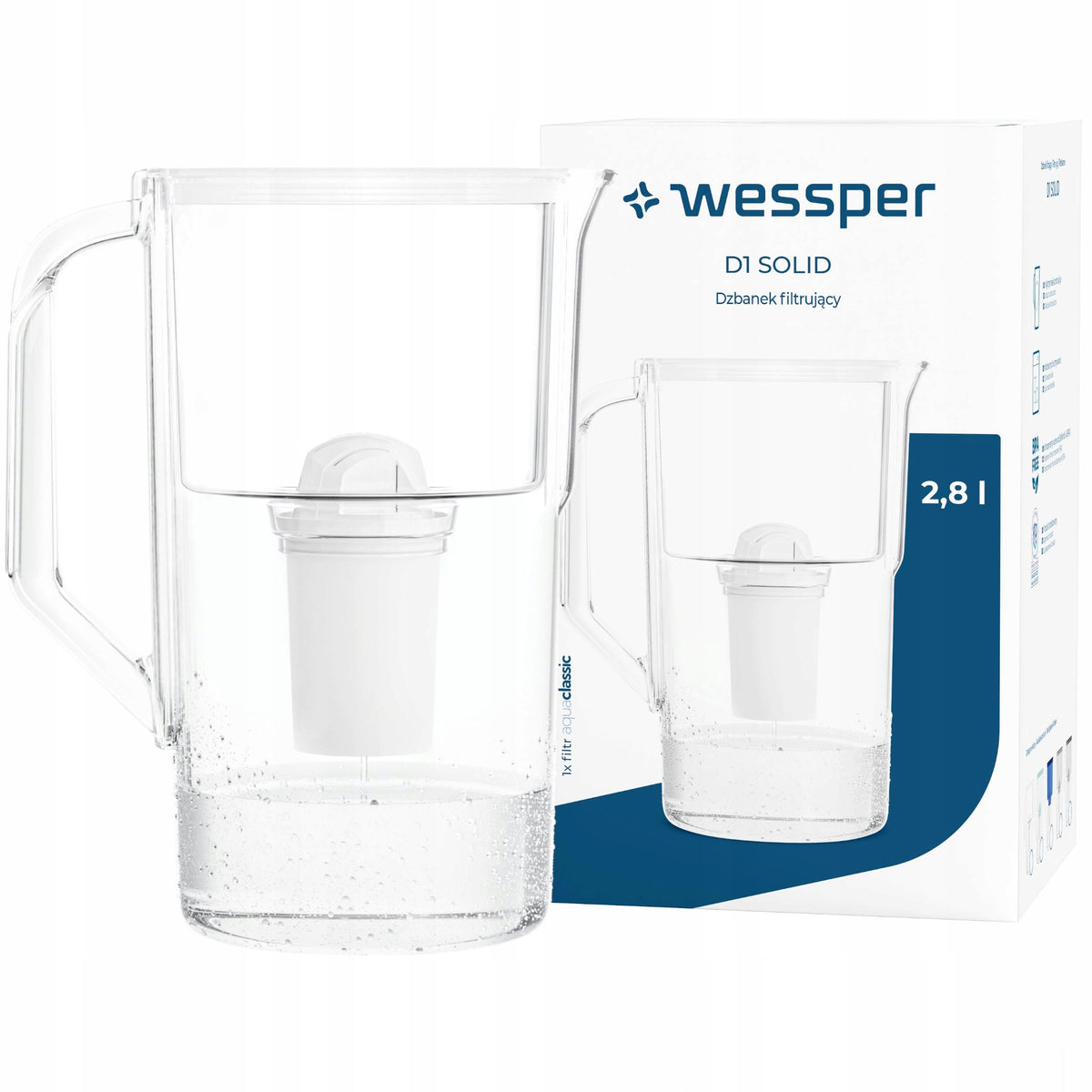 Filter jug Wessper D1 SOLID 2,8l white + 1x water cartridge