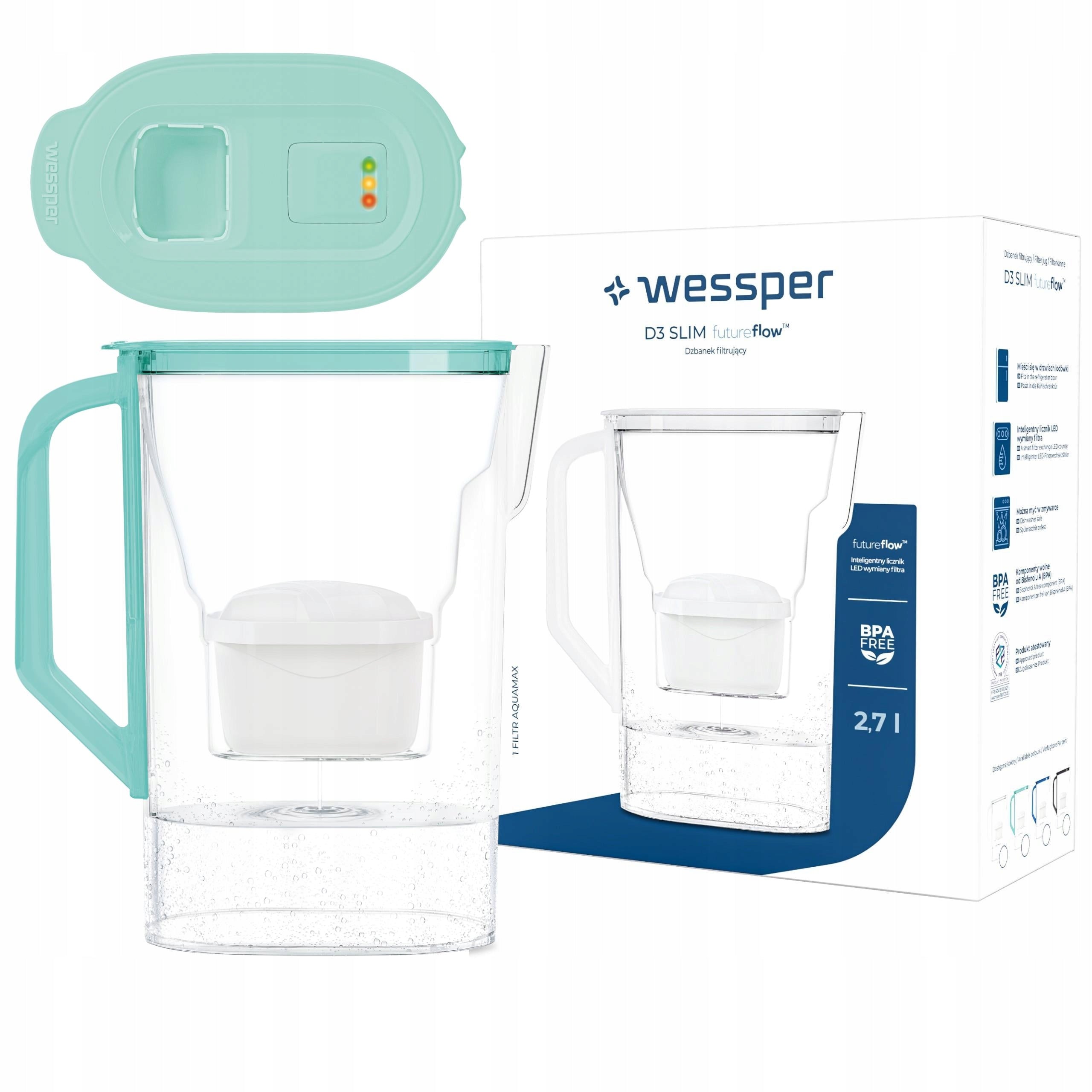 Filter jug Wessper D3 SLIM FutureFlow LED + 1x water filter Wessper