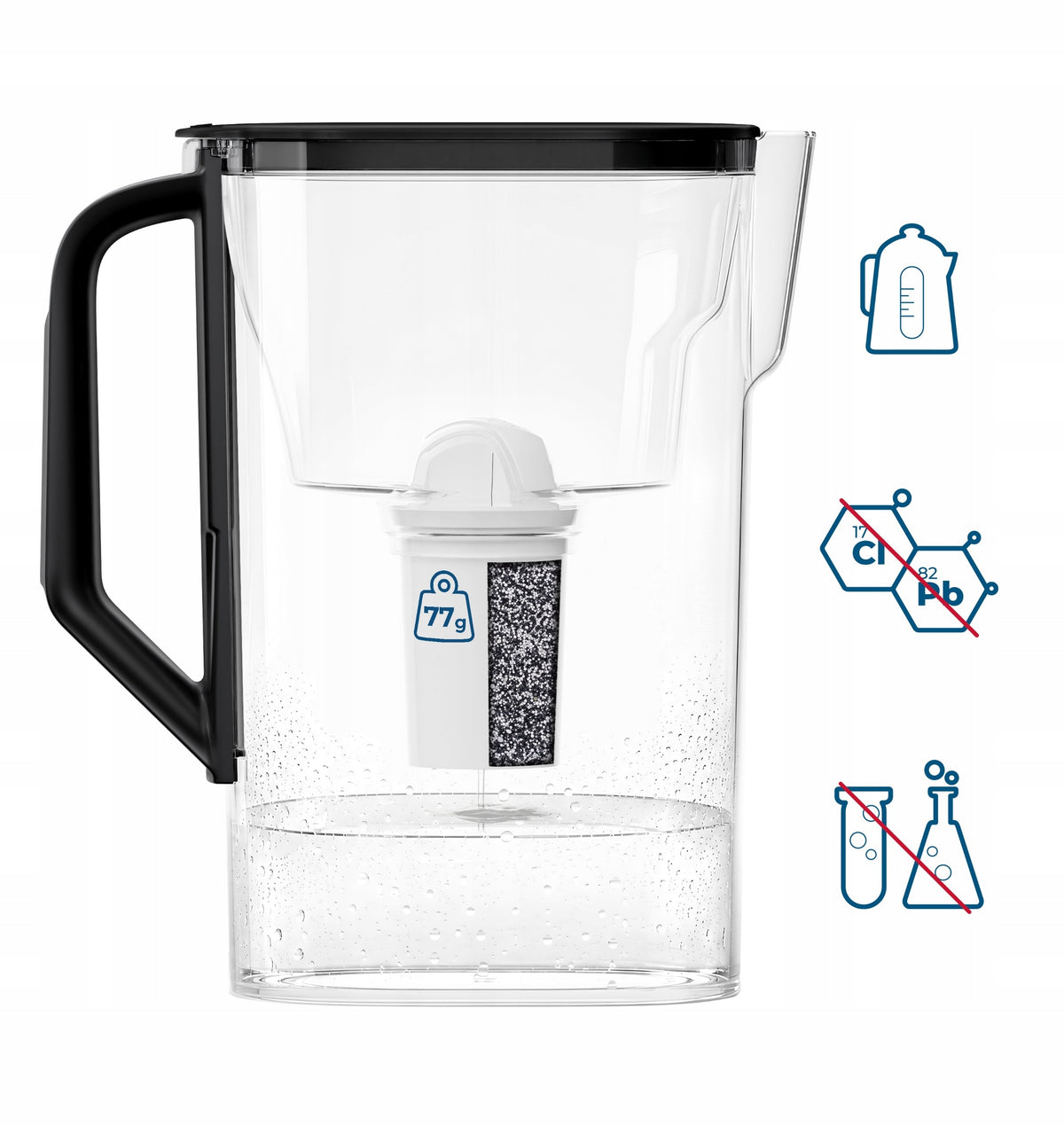 Filter jug for refrigerator Wessper D3 SLIM 2,7l + 1x filter Manufacturer code WES206-BK