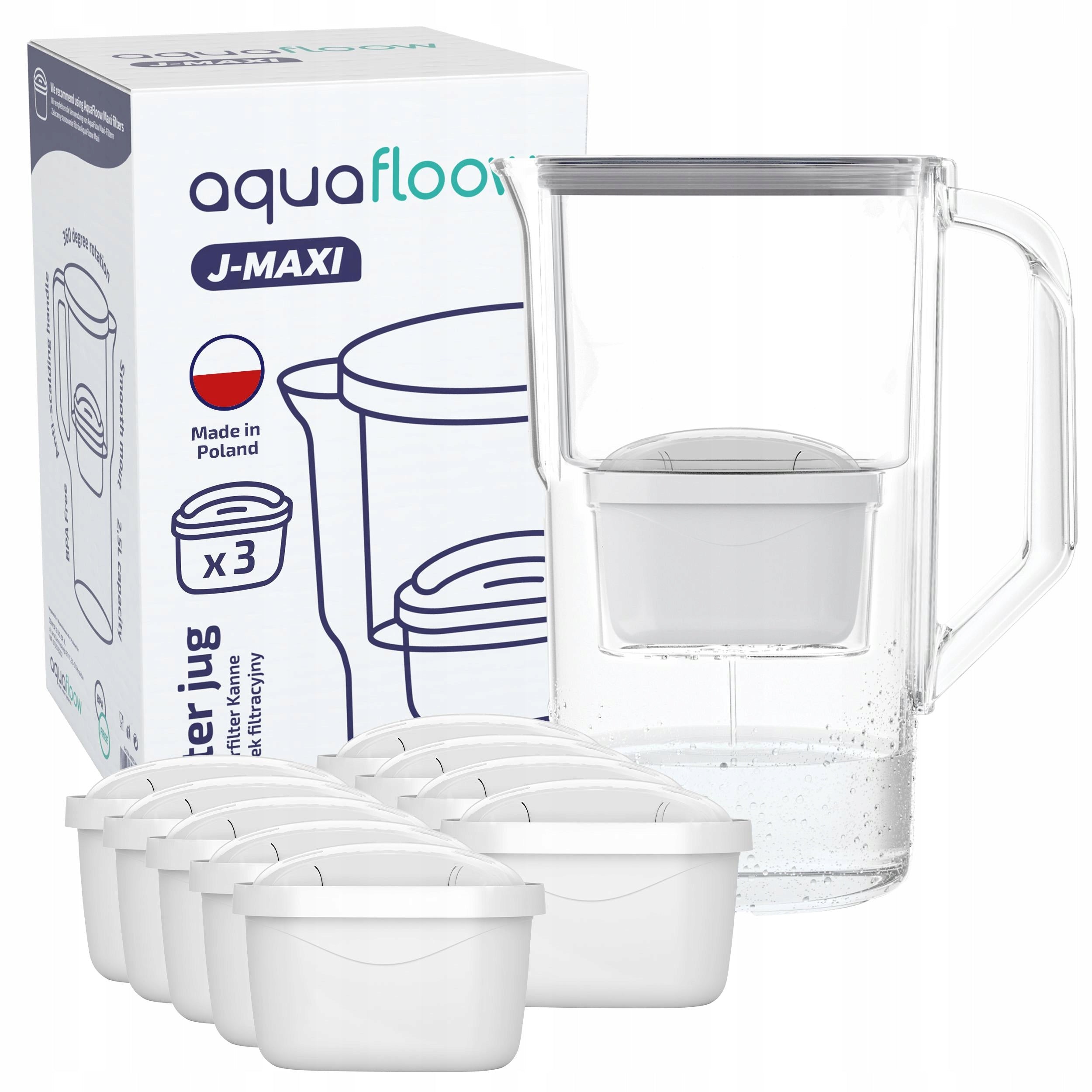 Filter jug made of plastic AquaFloow J-MAXI 2,5l + 10x water filter