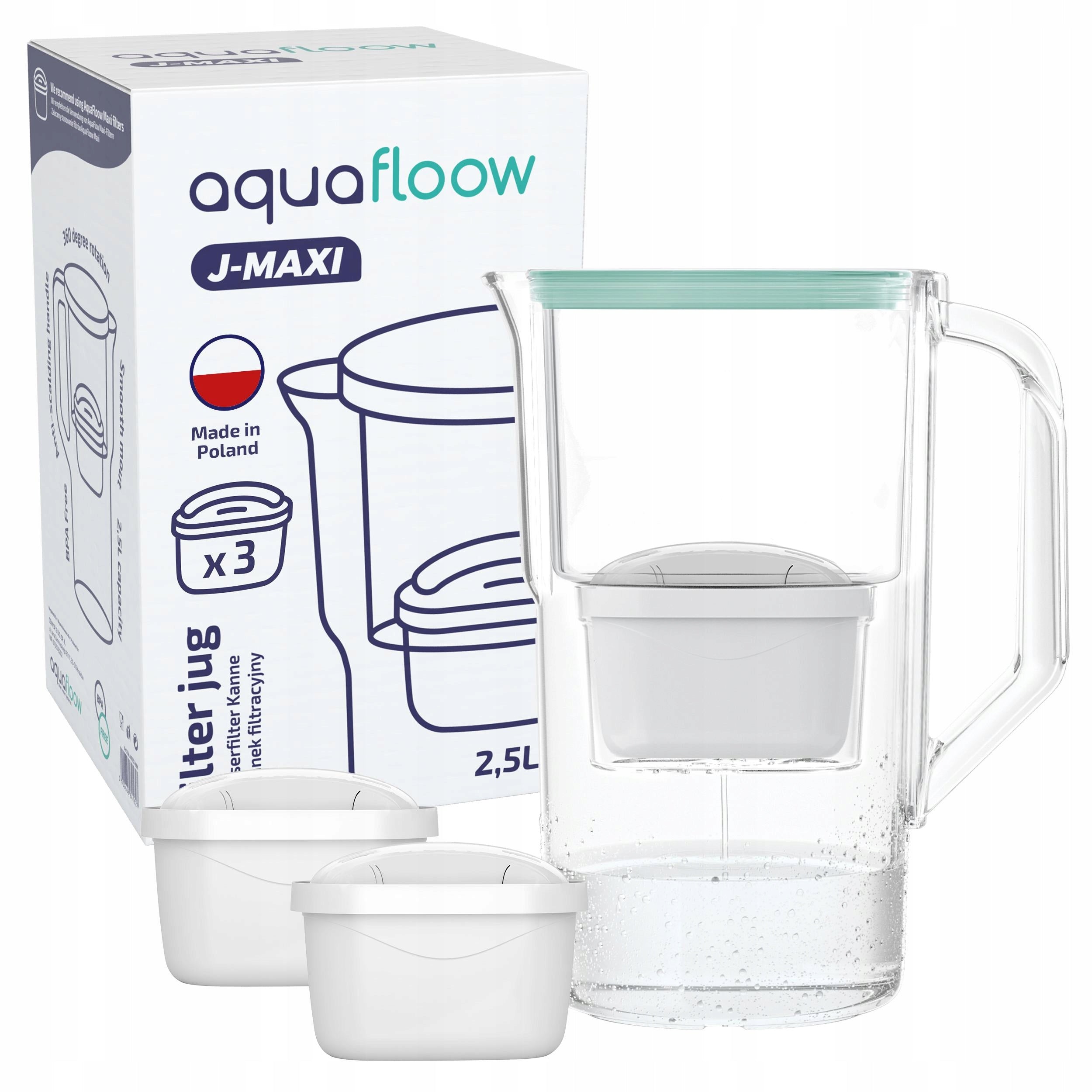 Filter jug made of plastic AquaFloow J-MAXI 2,5l + 3x water filter