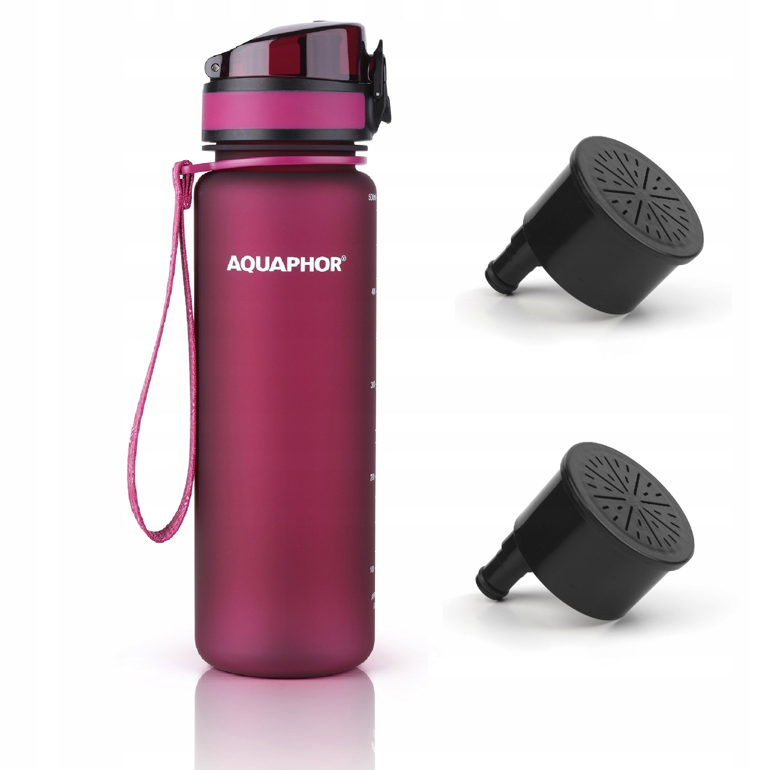 Filter water bottle Aquaphor City 0,5l burgundy 2 carbon filters EAN (GTIN) 5904121131238