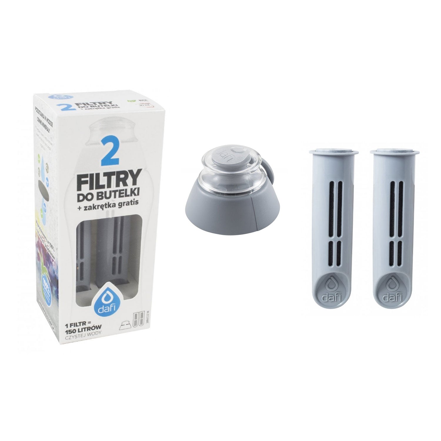 Filters Dafi for Solid Soft bottle 2 pcs + cap grey Manufacturer code Soft Solid x2 0,3 0,5 0,7L stalowy