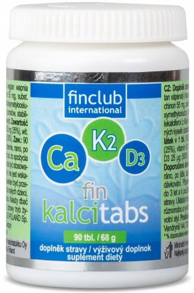 Fin Kalcitabs Calcium vitamins K2 and D3 plant vege 90 tabl. Finclub EAN (GTIN) 6428300092145