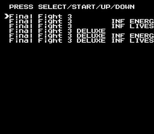 Final Fight 3 deluxe normal/inf lives/inf energy: Pegasus/Famicom NES Power rating 0 W
