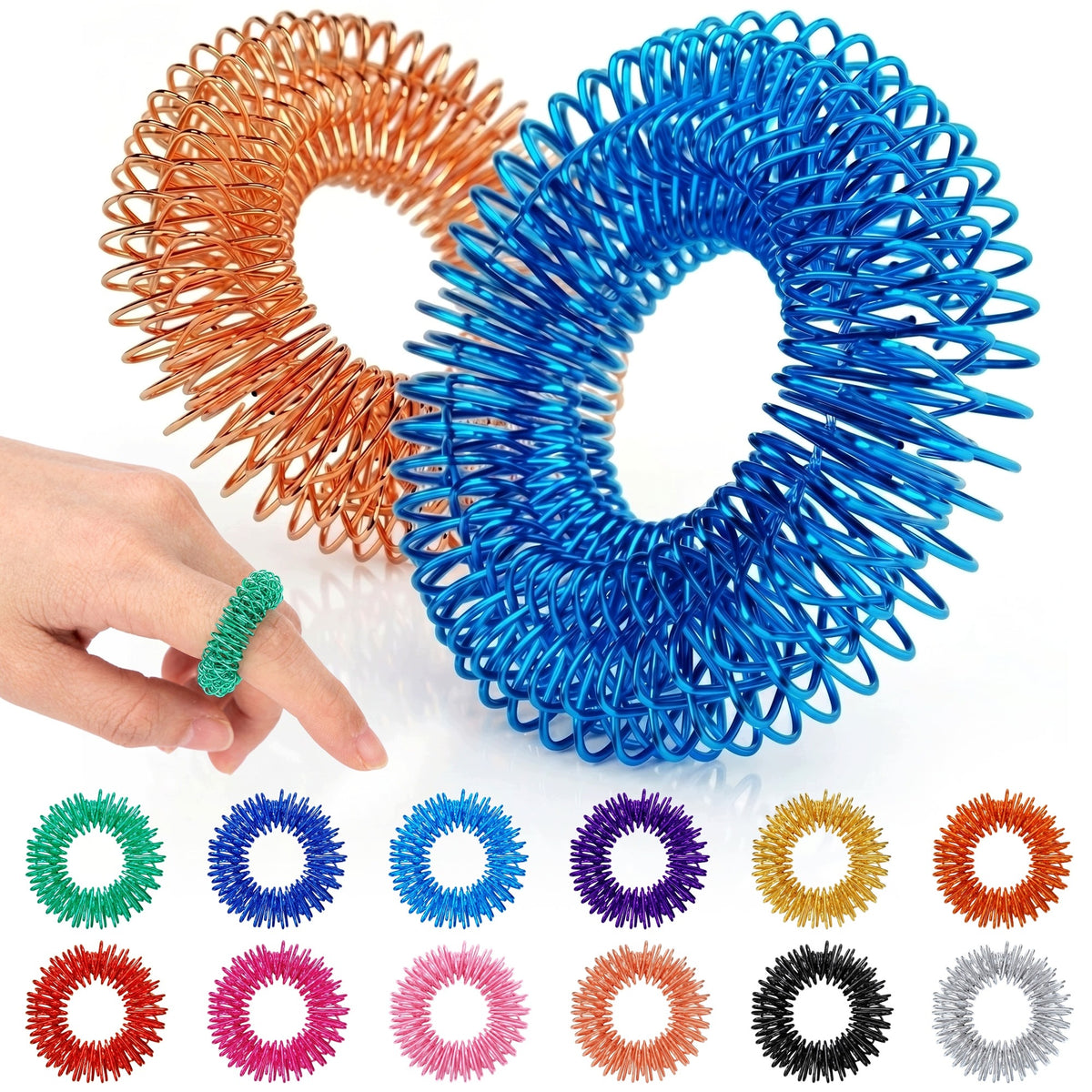 Finger Massage Rings Acupressure 12 Pcs Sensory Set SU JOK