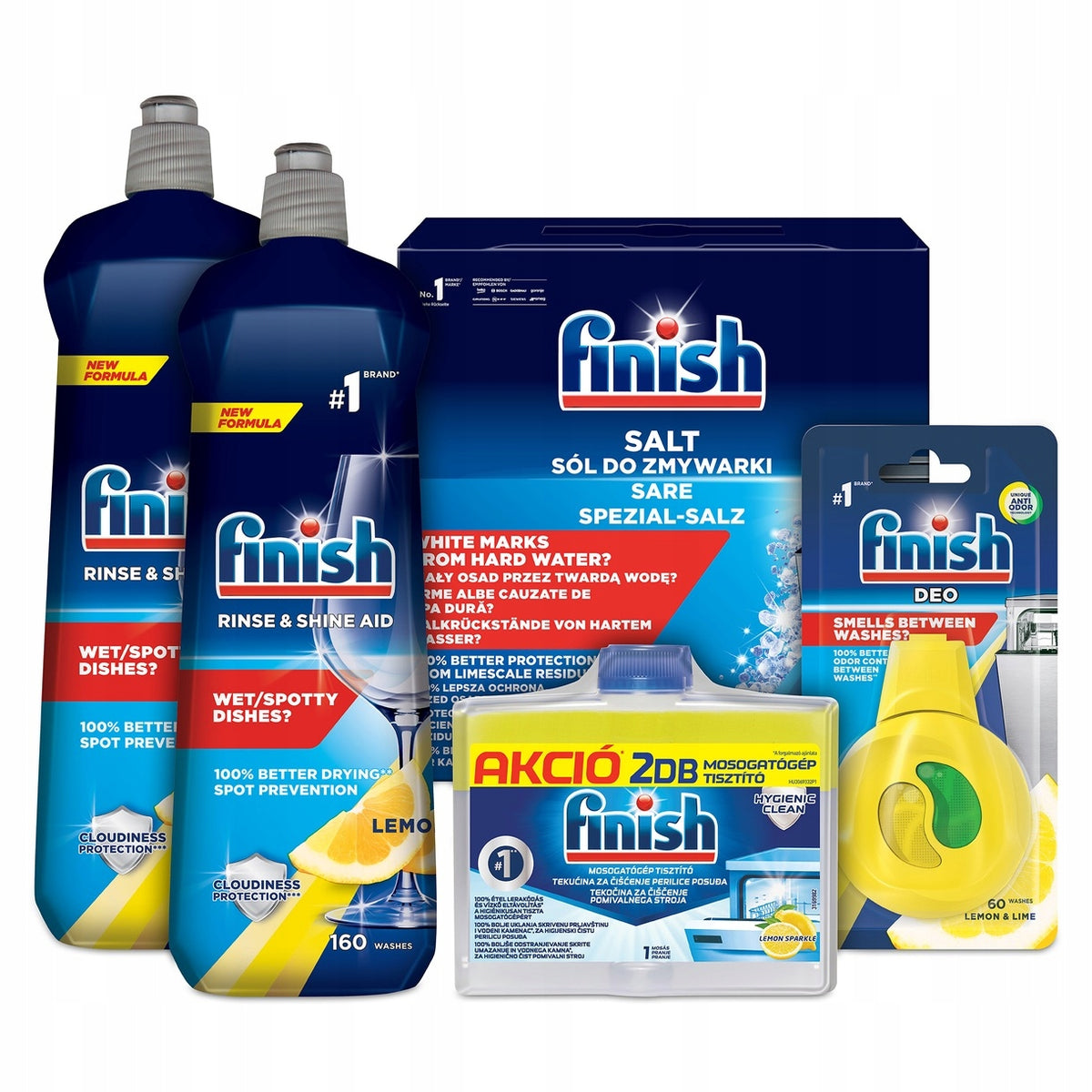 Finish Dishwasher Additive Set Salt 2xGlosser 2xLiquid Scent Lemon
