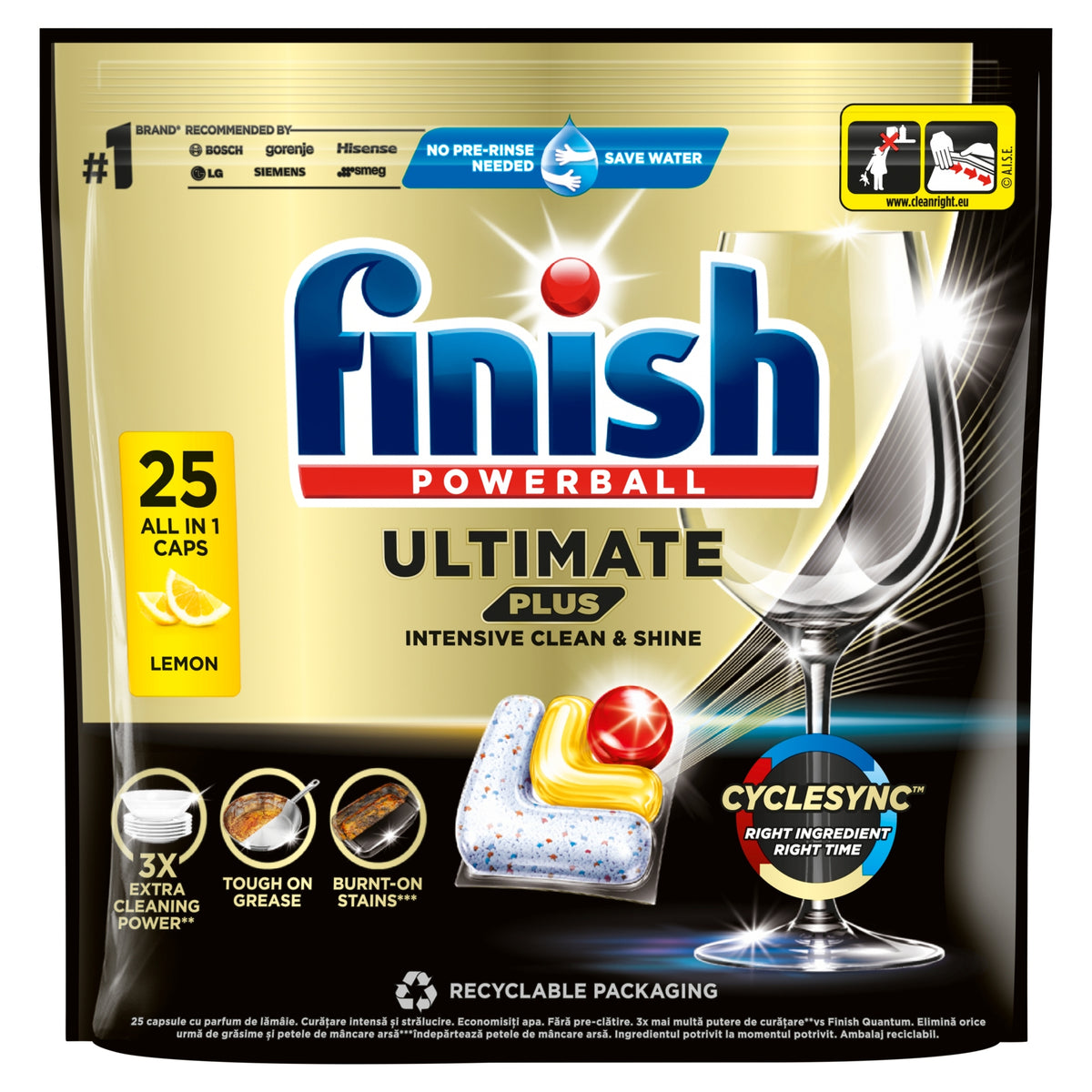Finish Dishwasher Capsules Powerball Ultimate Plus AllIn1 lemon 25 pieces