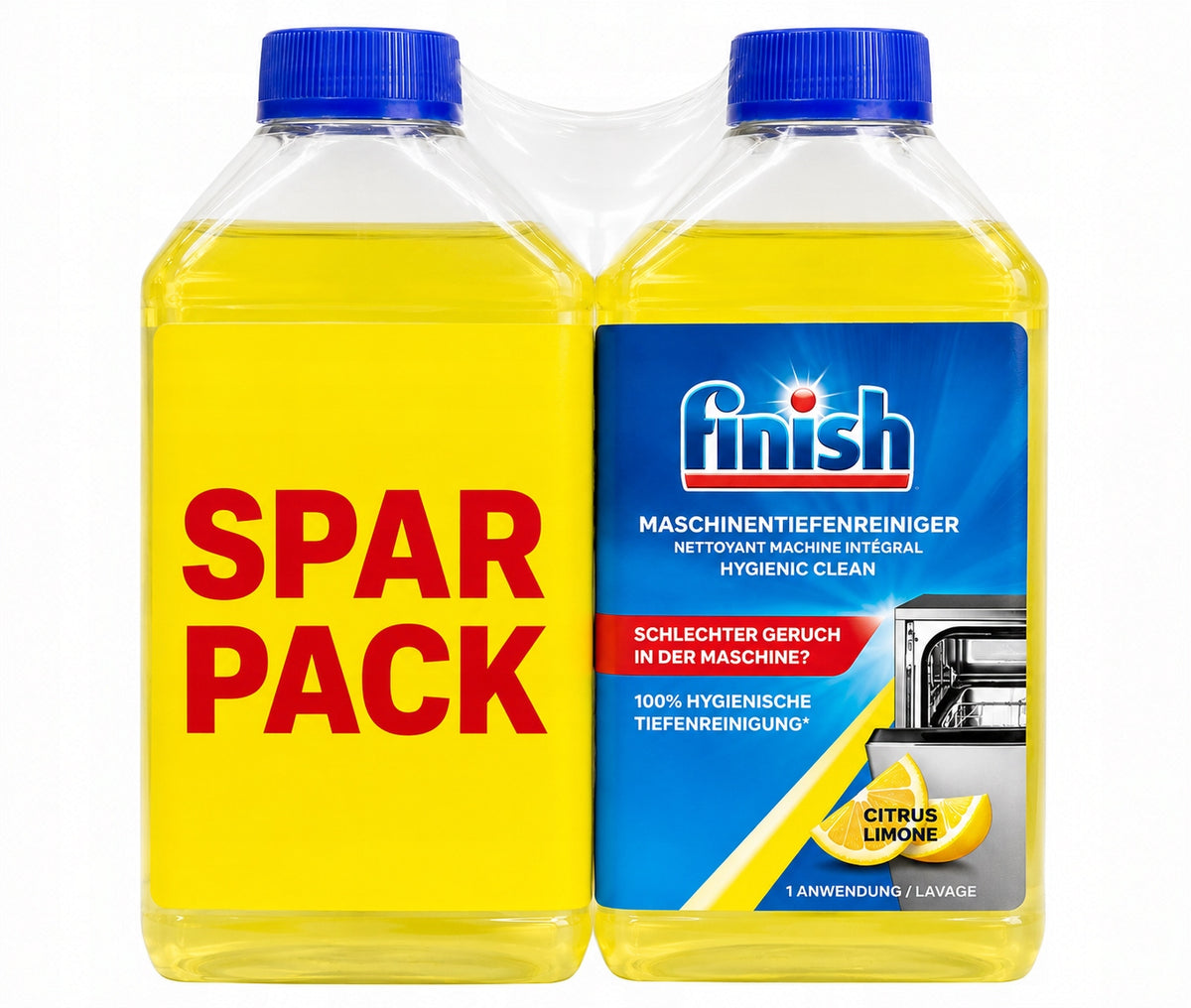 Finish Dishwasher Cleaner Lemon 2x250ml Removes Stone Fat Scent