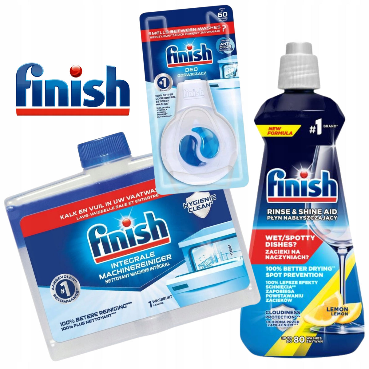 Finish Dishwasher Cleaner Set + Freshener + Lemon Shine