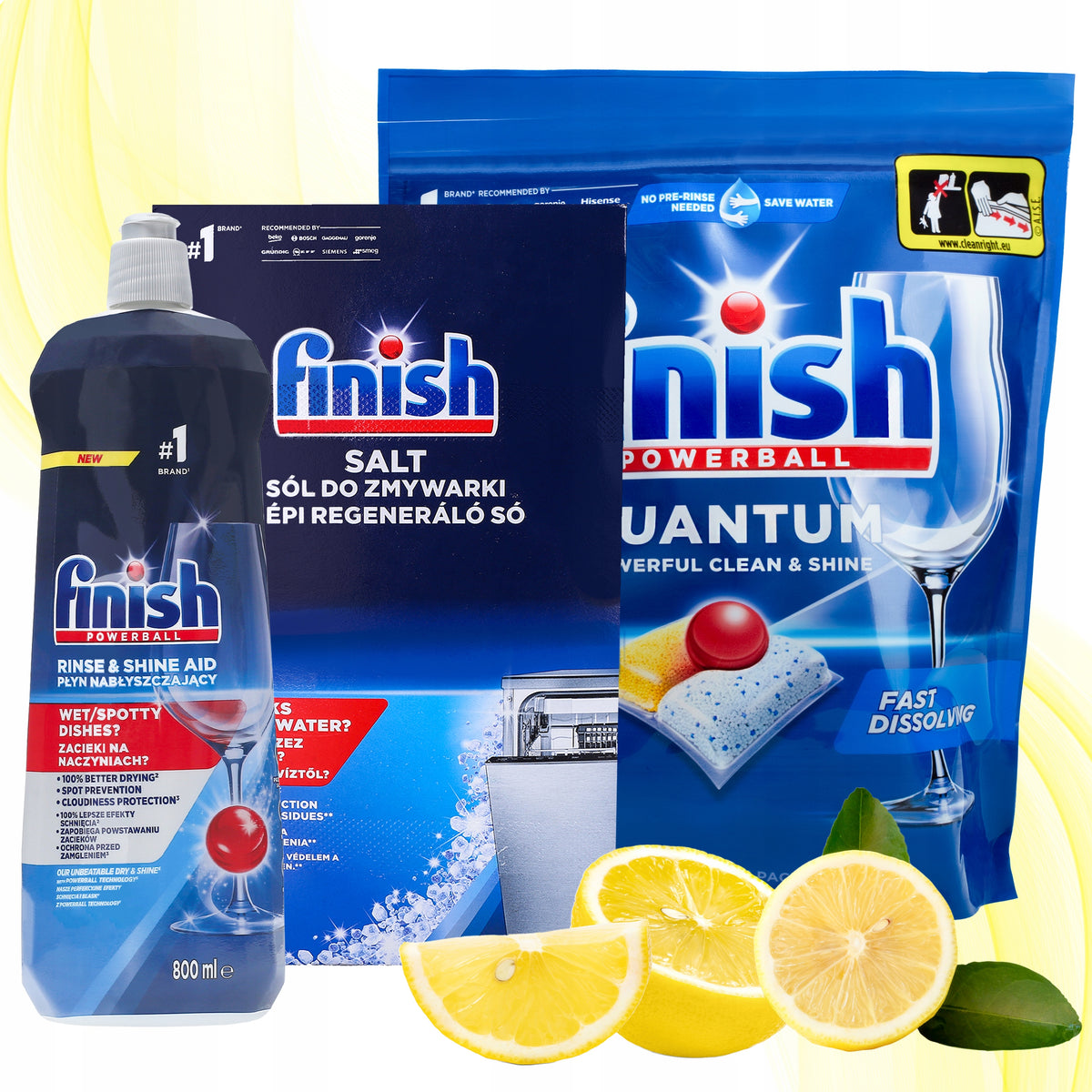 Finish Dishwasher Set Capsules Quantum All-in-1 60pcs Salt Shiner