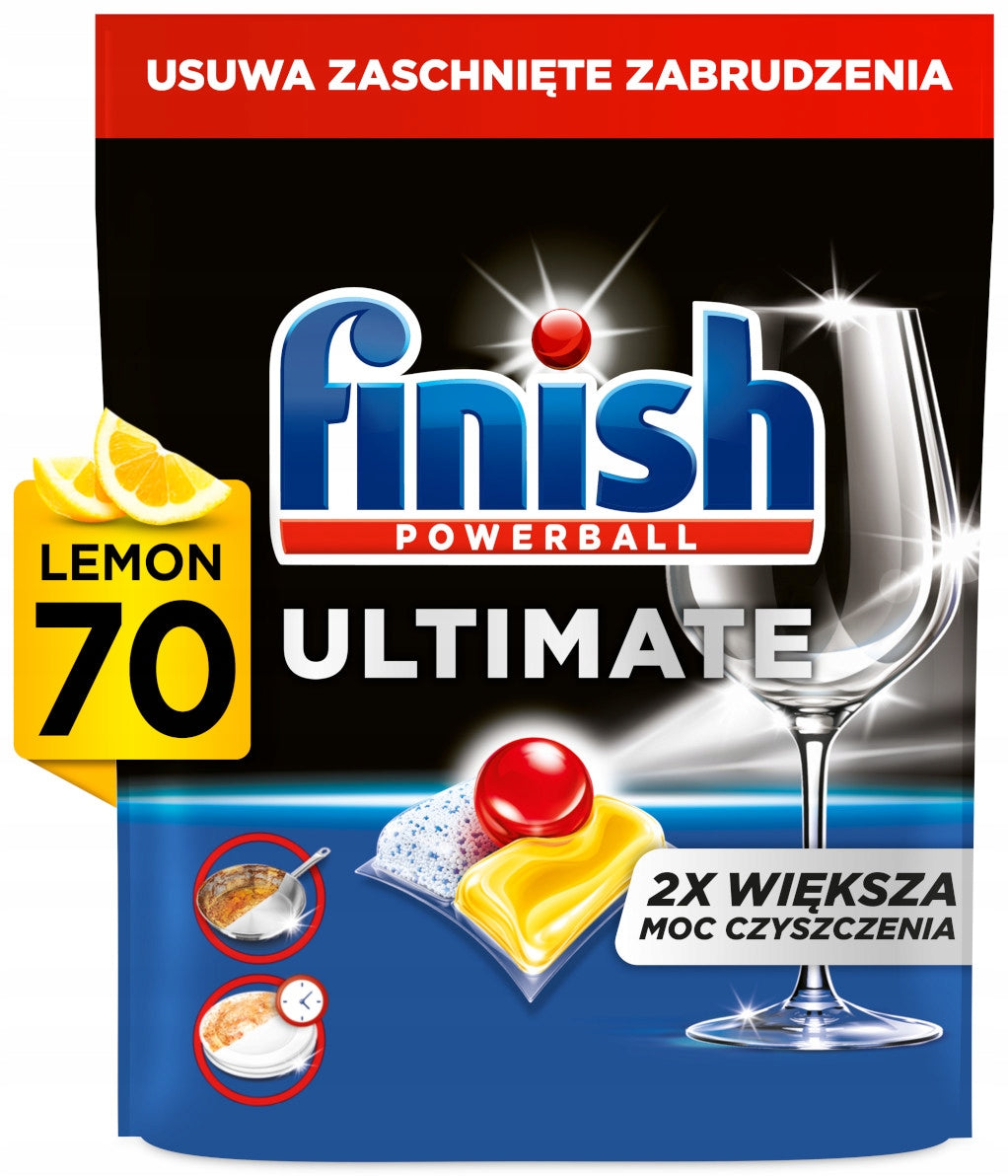 Finish Dishwasher Tablet Capsules Ultimate Powerball All in1 lemon 70pcs