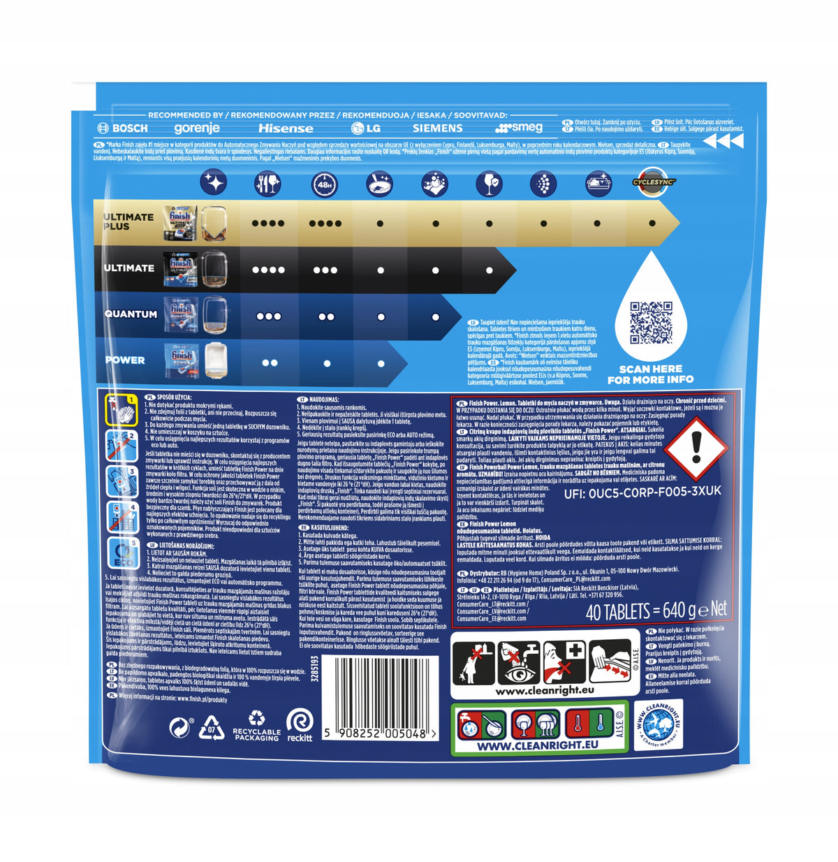 Finish Dishwasher tablets Power All-in-1 lemon 40 pcs. Brand Finish