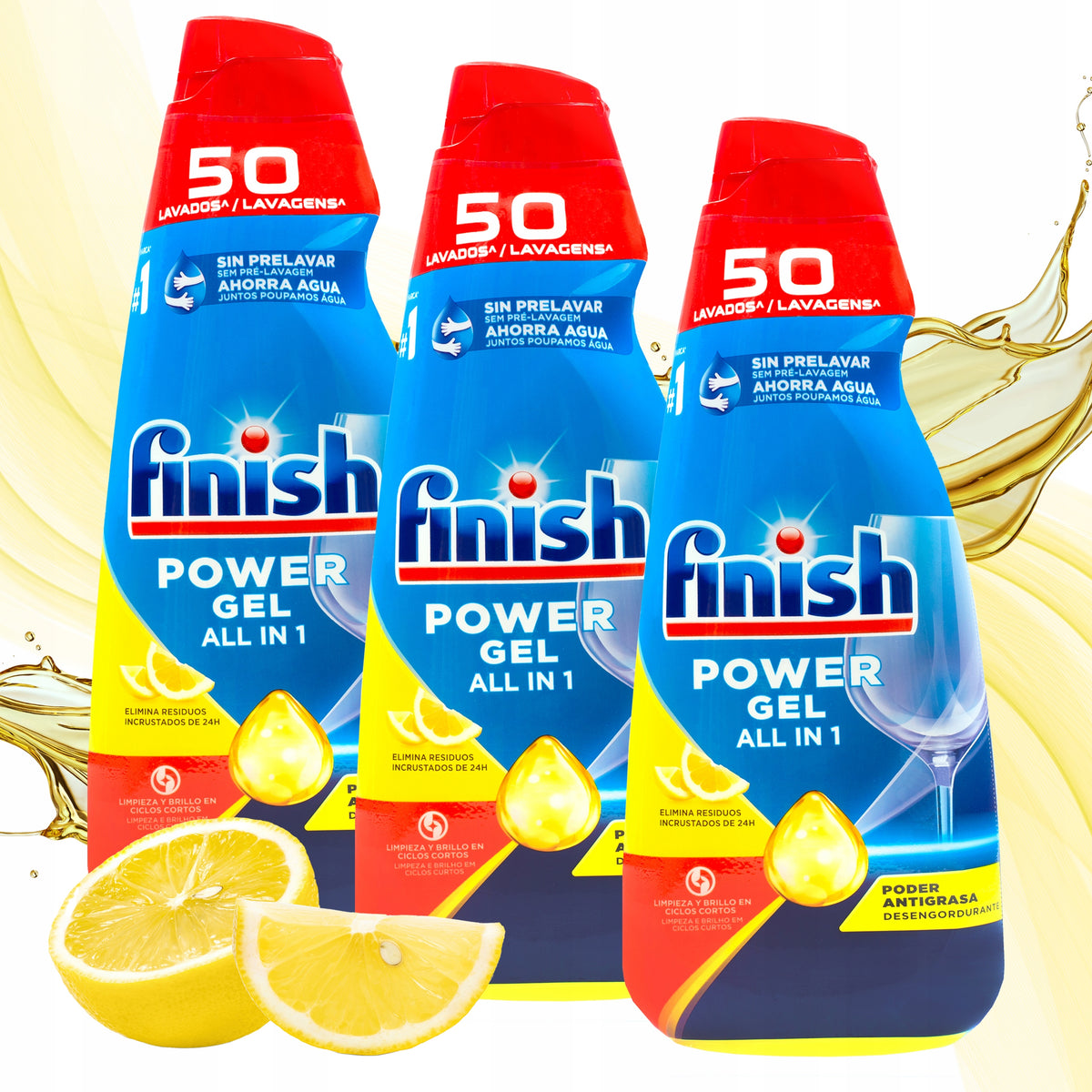 Finish Power Gel Max Dishwasher Safe 3 x 1 Liter Lemon
