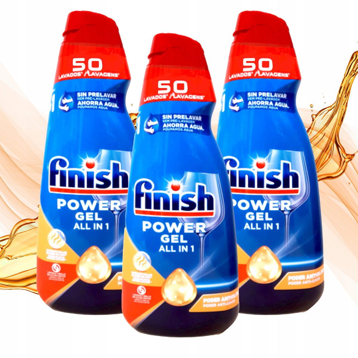 Finish Power Gel Max Dishwasher Safe 3 x 1 Liter Orange