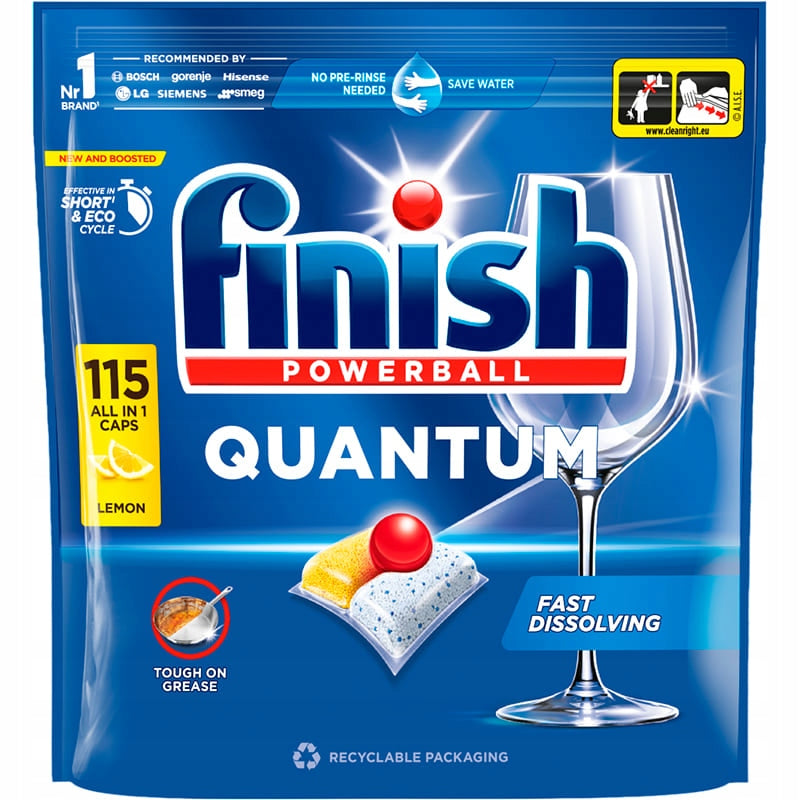 Finish Powerball Quantum All in One Lemon Dishwasher Capsules 115 Pieces